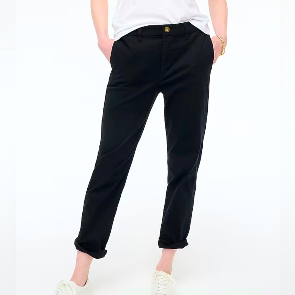 J. Crew High-Rise Girlfriend Chino Black Size 6 Straight Leg *Excellent!